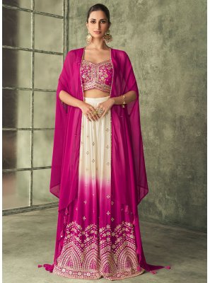 Hot Pink Silk A Line Lehenga Choli