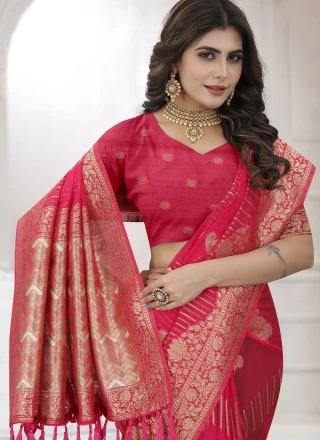 Hot Pink Weaving Ceremonial Classic Saree