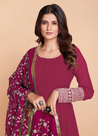 Hot Pink Zari Mehndi Readymade Gown