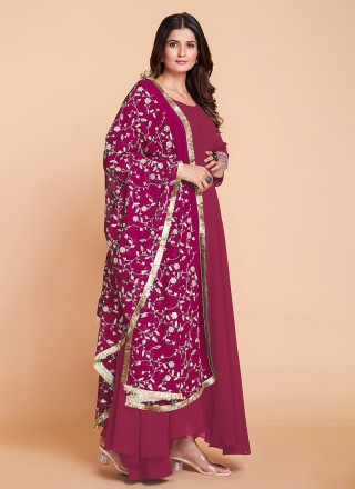 Hot Pink Zari Mehndi Readymade Gown