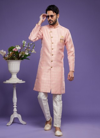 Indo Western Fancy Banarasi Jacquard in Pink