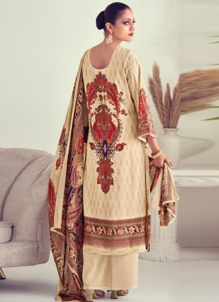 Intricate Beige Muslin Pakistani Salwar Suit
