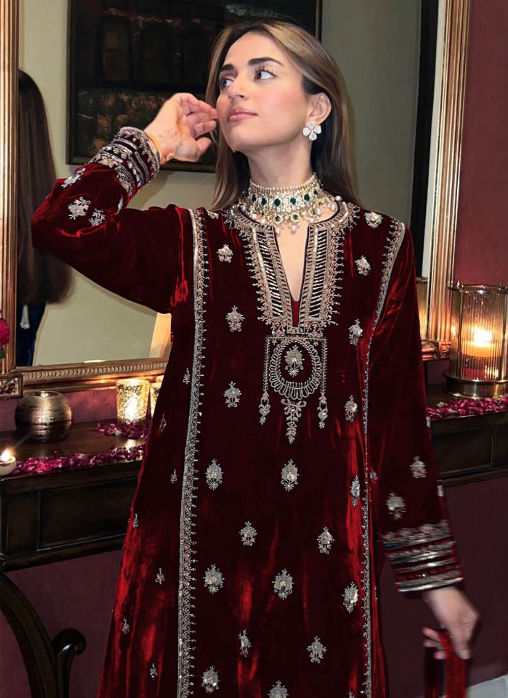 Pakistani velvet sale designer suits online