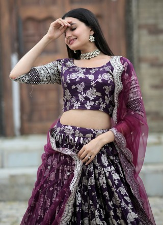 Jacquard Purple Sequins Designer Lehenga Choli
