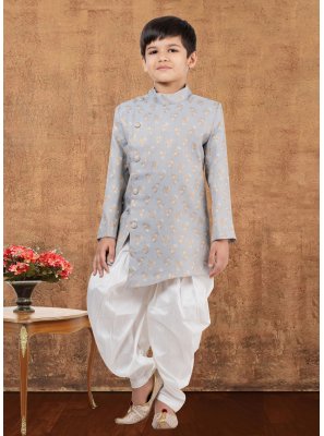 Jacquard Silk Fancy Grey Indo Western