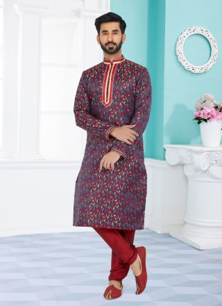 Jacquard Silk Multi Colour Kurta Pyjama