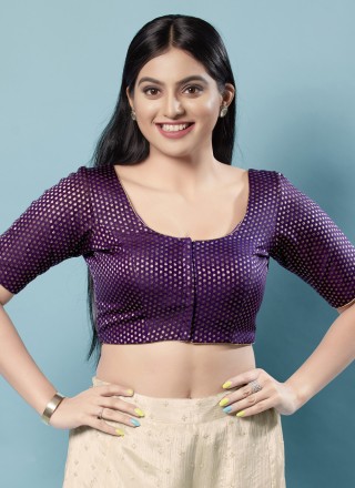 Jacquard Work Brocade Designer Blouse in Purple