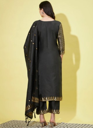 Jacquard Work Cotton Silk Black Salwar Suit