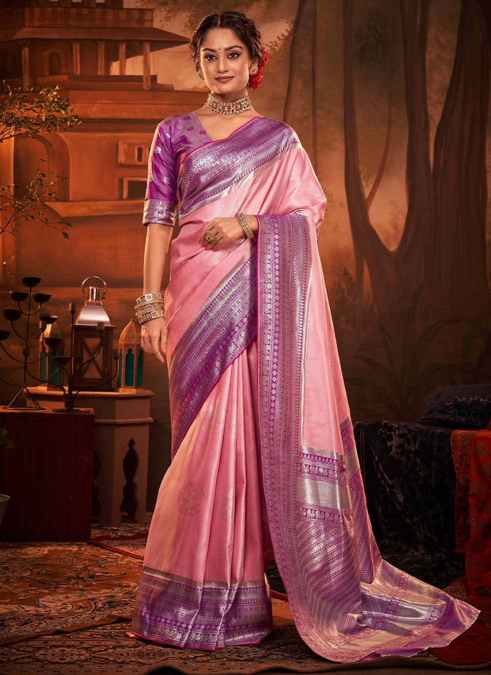 Shop Online Kanchipuram Silk Weaving Trendy Saree 246288