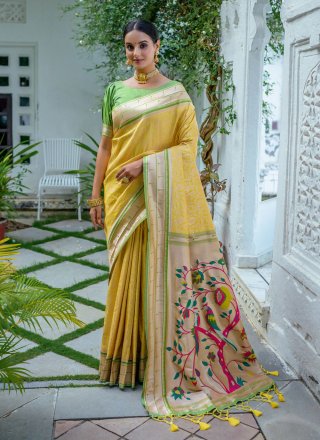 Shop Blue Linen Saree After Six Wear Online at Best Price | Cbazaar