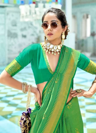 Kanjivaram Silk Green Woven Saree