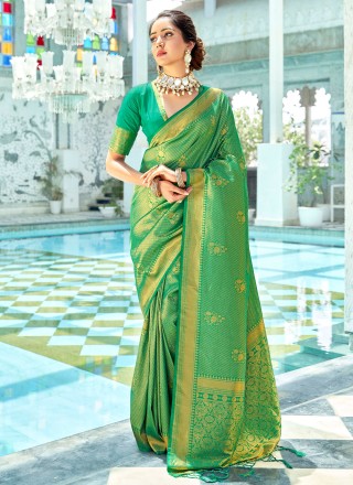 Kanjivaram Silk Green Woven Saree
