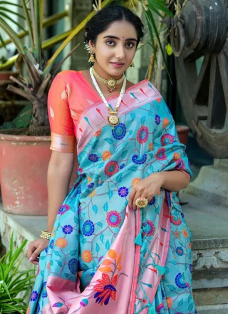 Kanjivaram Silk Silk Saree with Meenakari and Woven Work