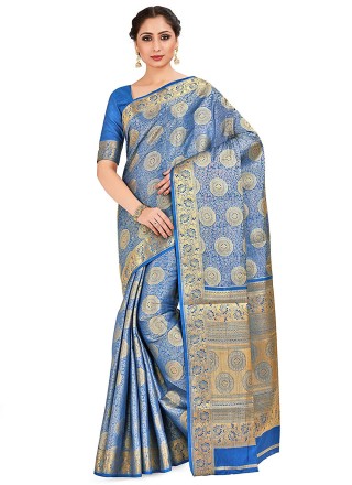 Kanjivaram Silk Zari Blue Classic Saree