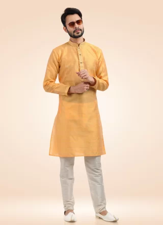 Kurta Pyjama Fancy Banarasi Jacquard in Orange