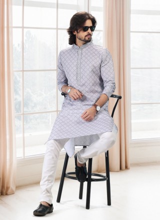 Kurta Pyjama Fancy Cotton in Grey