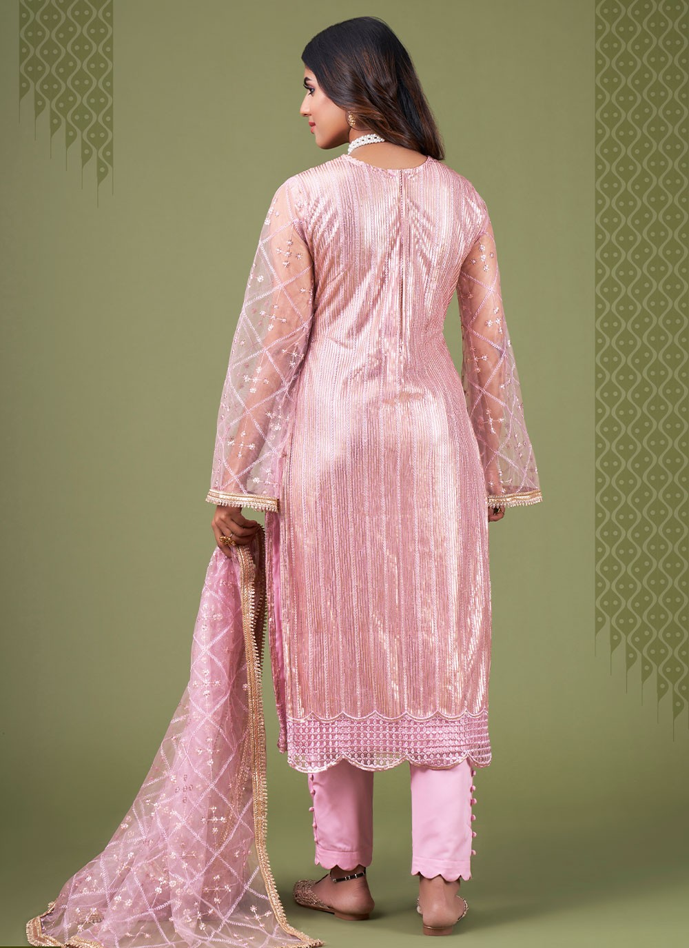 Lace Rose Pink Straight Salwar Kameez buy online