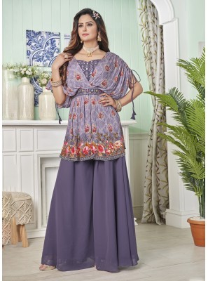 Lavender Georgette Resham Salwar Kameez