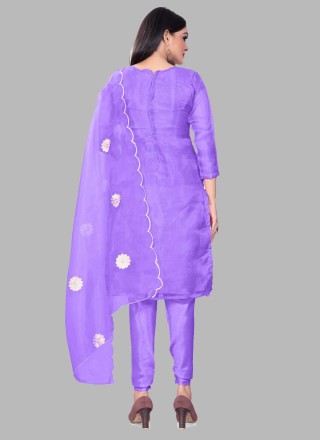 Lavender Organza Trendy Salwar Kameez