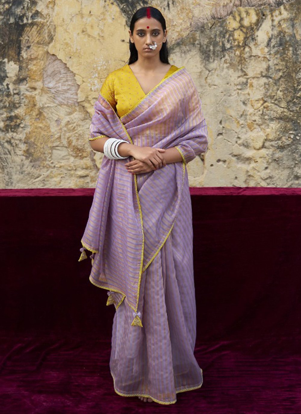 Silk Saree with blouse in Light purple colour 5404