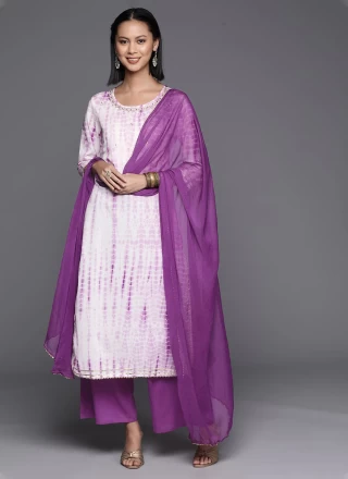 Lavender Reception Cotton Readymade Salwar Kameez