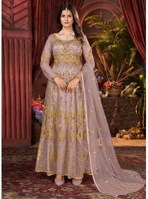 Lavender Resham Party Trendy Anarkali Salwar Kameez