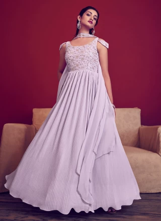 Lavender Sequins Trendy Gown