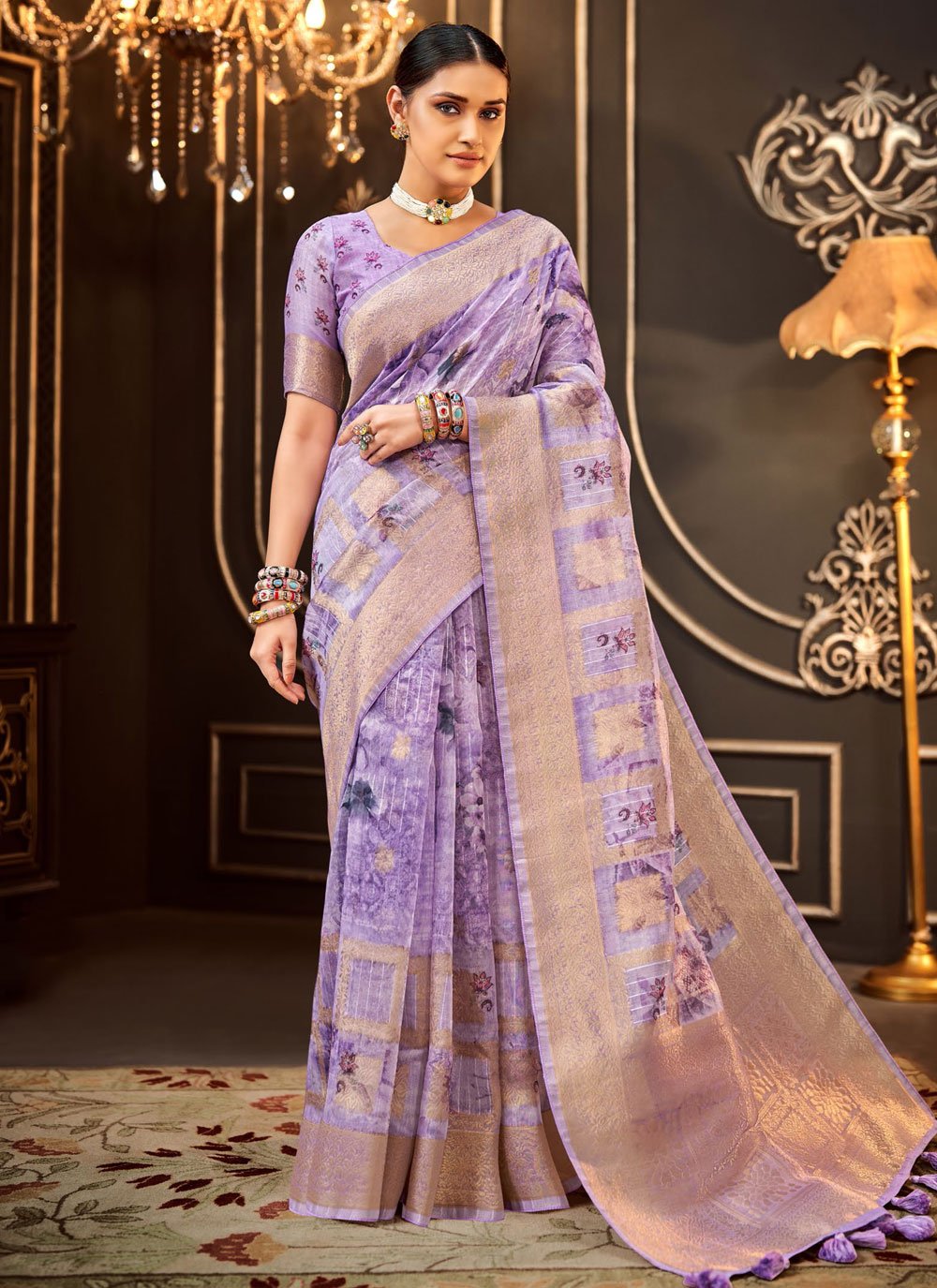 Buy Art Silk Fabric Wedding Wear Lavender Color Fancy Weaving Work Saree  online from SareesBazaar IN at lowest prices