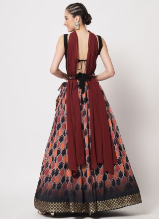 Lehenga Choli Print Georgette in Multi Colour