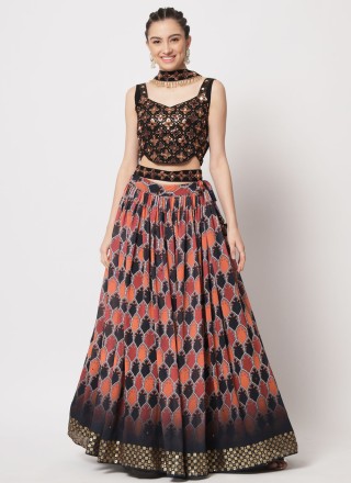 Lehenga Choli Print Georgette in Multi Colour