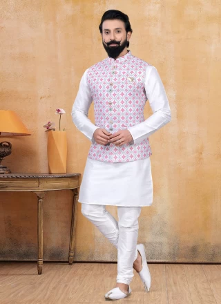 Lucknowi Nehru Jackets in Pink