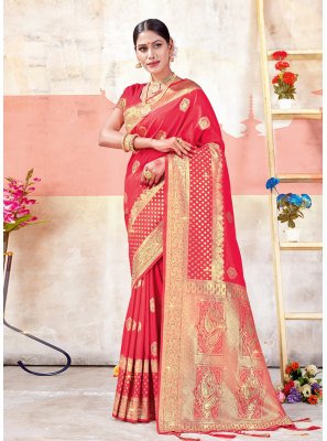 Magenta Banarasi Silk Engagement Designer Traditional Saree