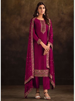 Magenta Georgette Trendy Salwar Suit
