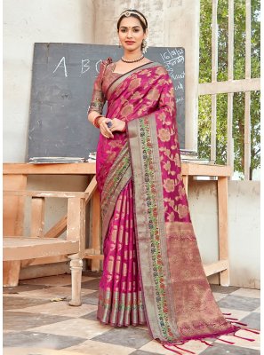 Magenta Organza Traditional Designer Saree