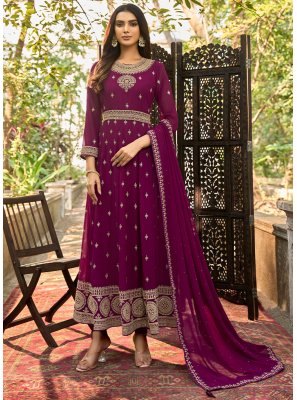 Magenta Reception Faux Georgette Anarkali Salwar Kameez