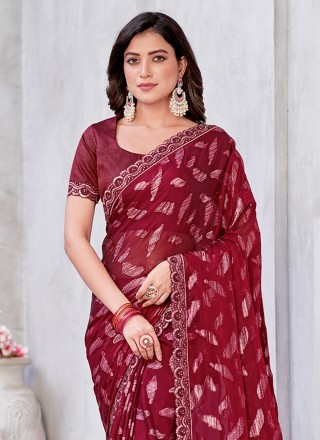 Magenta Zari Jacquard Classic Saree