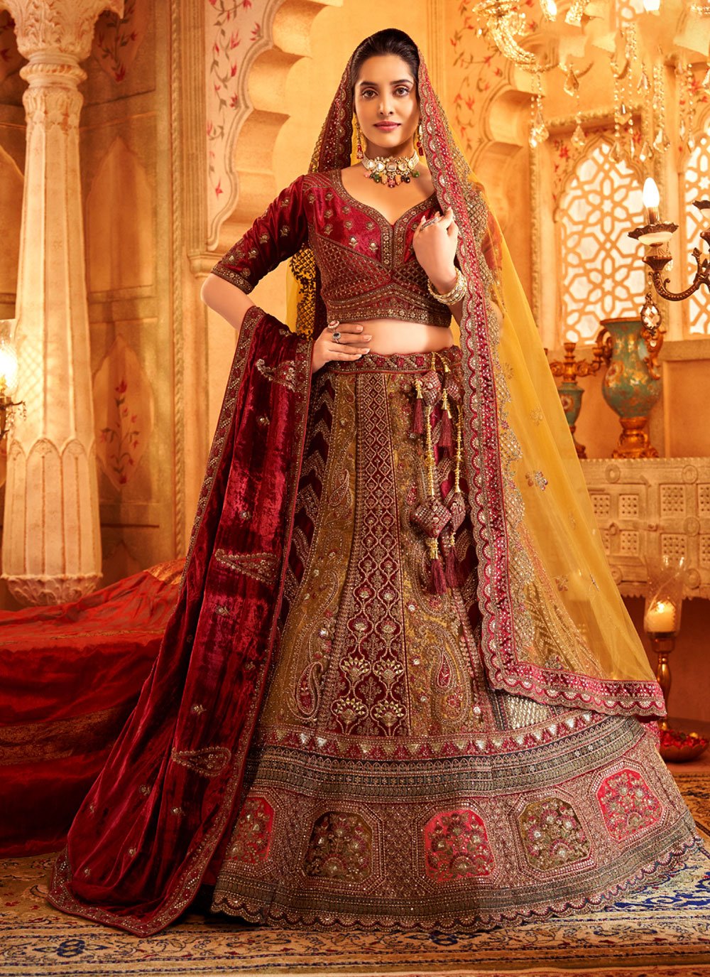 Morpich Velvet Bridal Lehenga Choli With Pink Net Dupatta meticulously  crafted with intricate embroidery and exquisite handwork. The… | Instagram