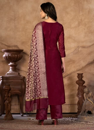Maroon Banarasi Silk Salwar Suit