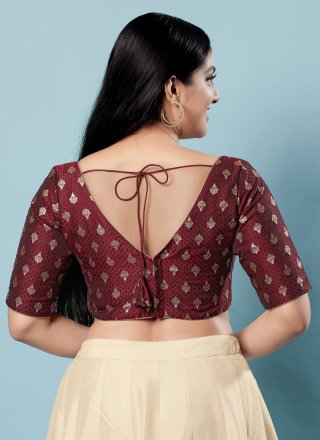 Maroon Brocade Blouse with