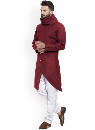 Maroon Buttons Ceremonial Indo Western