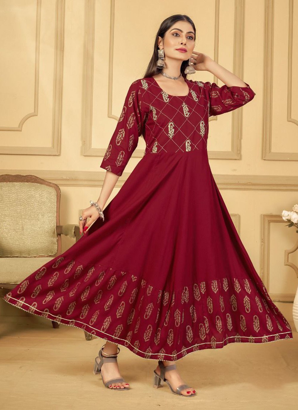 Maroon gown hot sale online