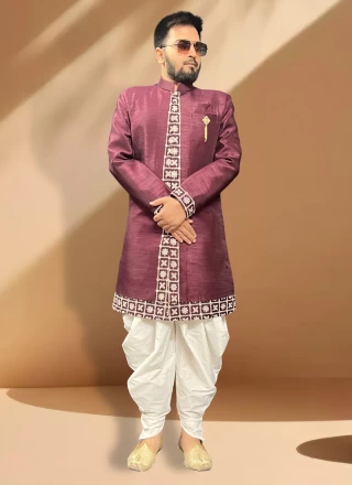 Maroon Engagement Indo Western Sherwani