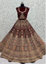 Maroon Fancy Velvet Trendy Lehenga Choli