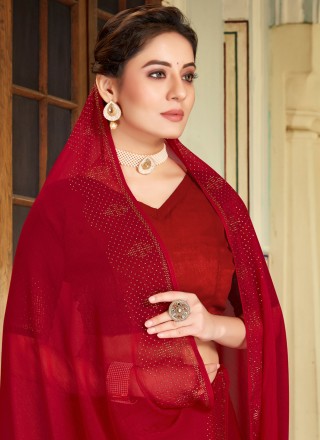 Maroon Festival Contemporary Saree
