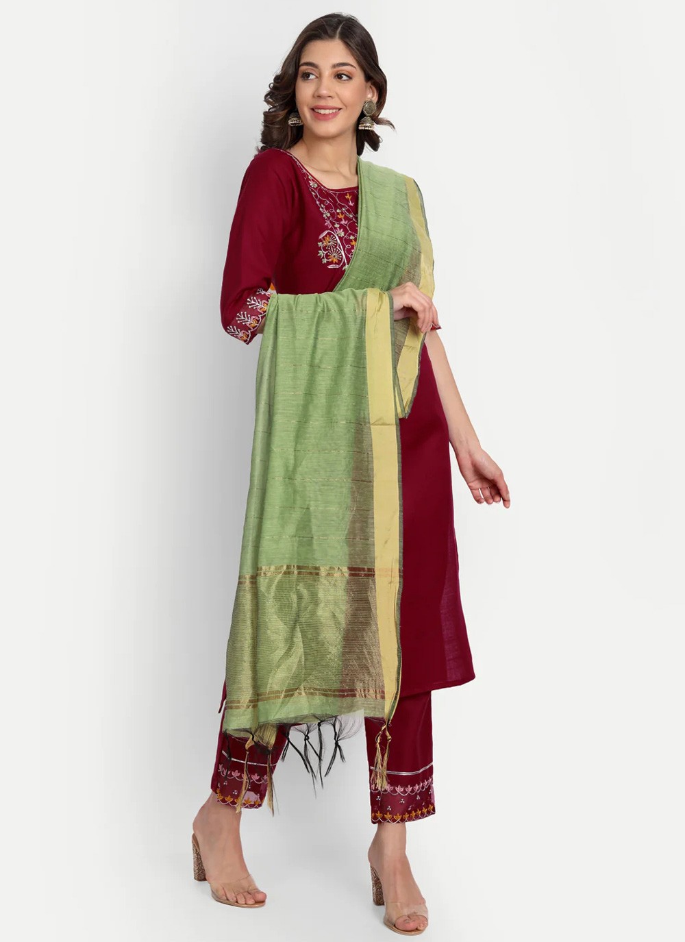 Cotton Designer Firozi Pant Style Suit