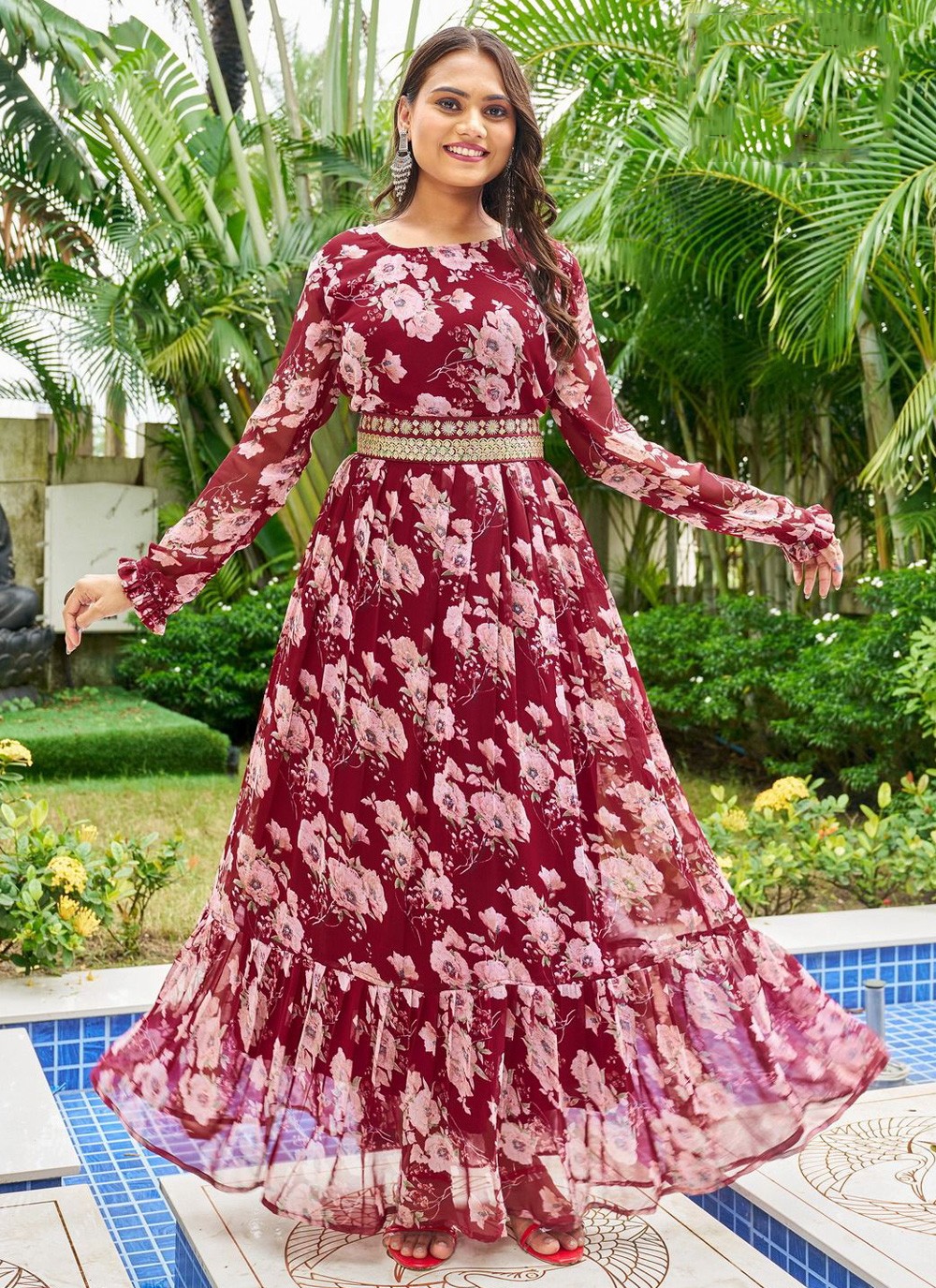 Gown maroon best sale