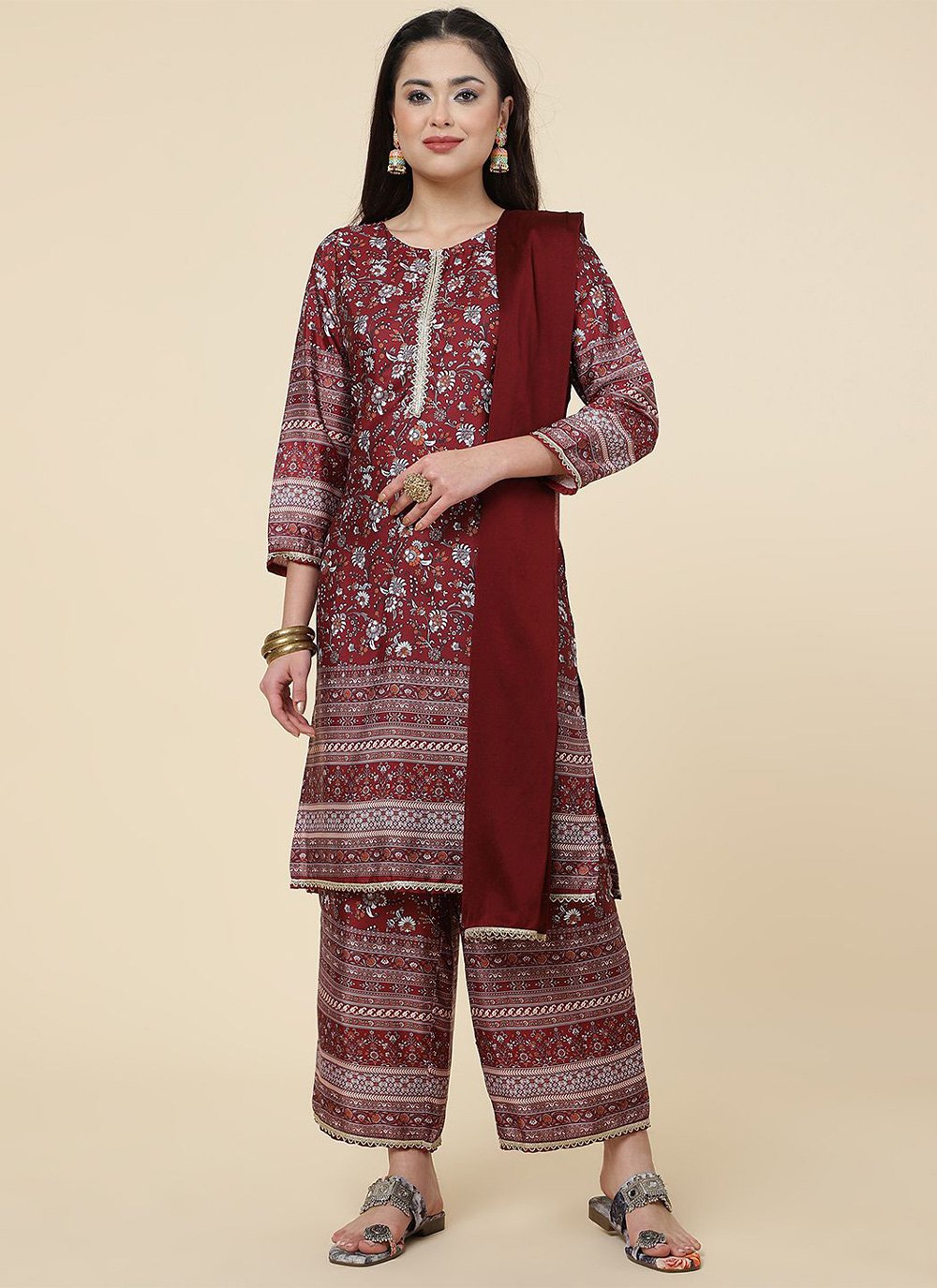 Maroon Mehndi Trendy Salwar Suit