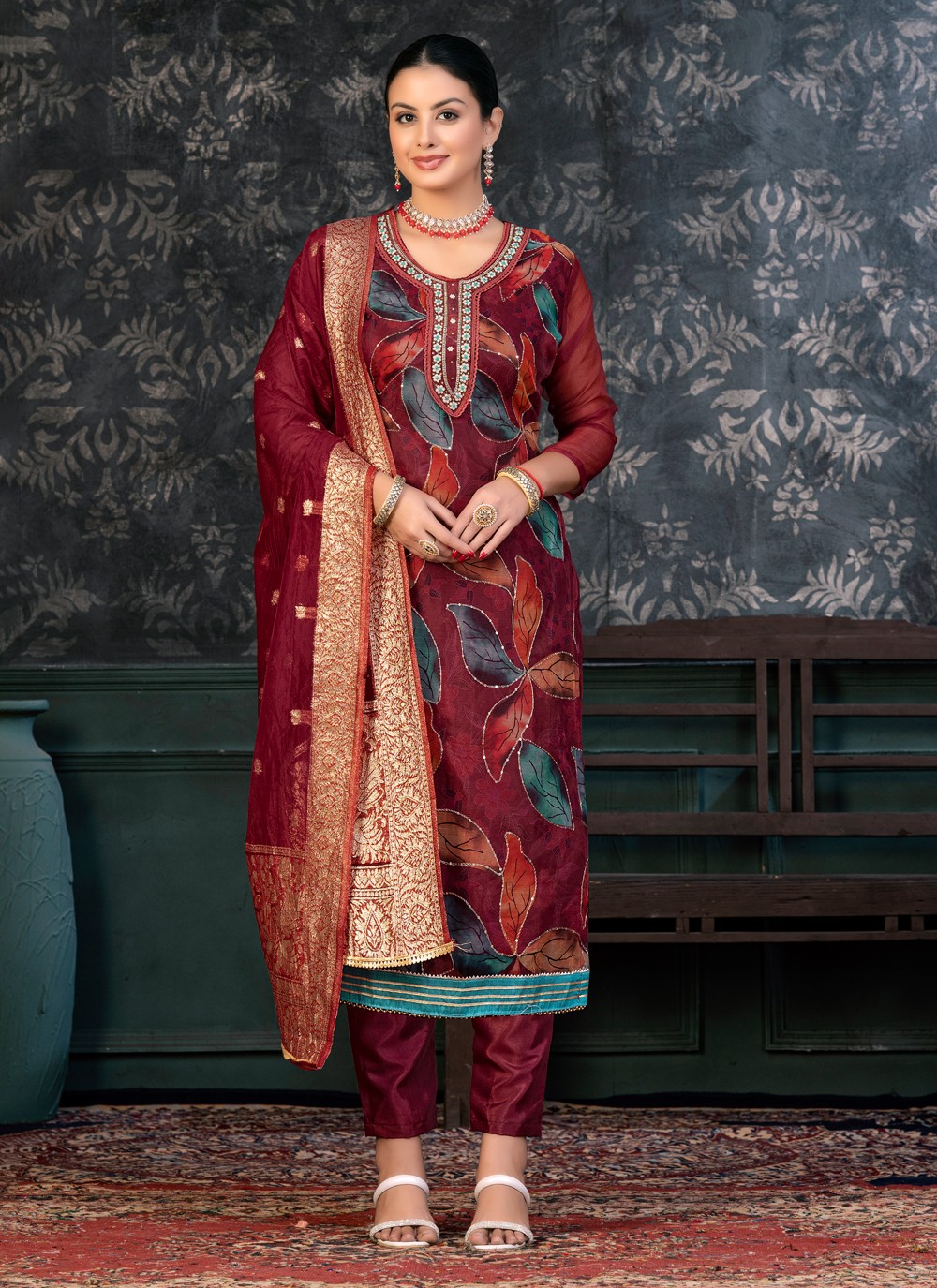 Mehroon colour punjabi outlet suit