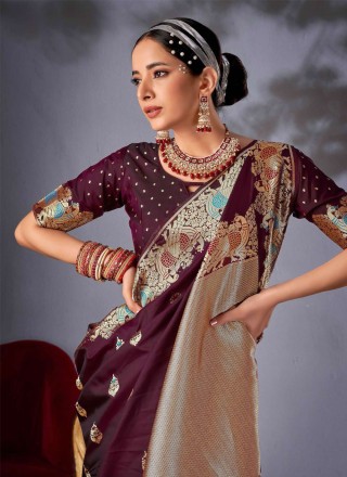 Maroon Party Saree