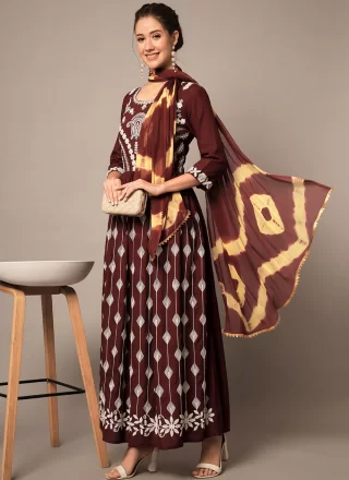 Maroon Rayon Salwar Suit with